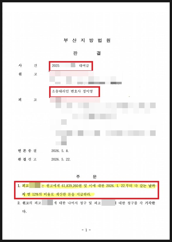부산 대여금소송, 차용증 없이 카톡만으로 받아낸 사례 법원 판결문